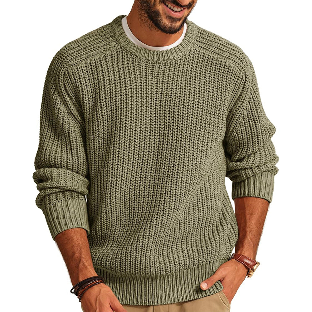 Herren Pullover Grobstrick Rundhals Lässig Elegent