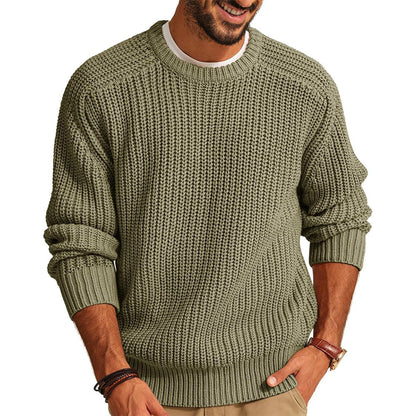 Herren Pullover Grobstrick Rundhals Lässig Elegent