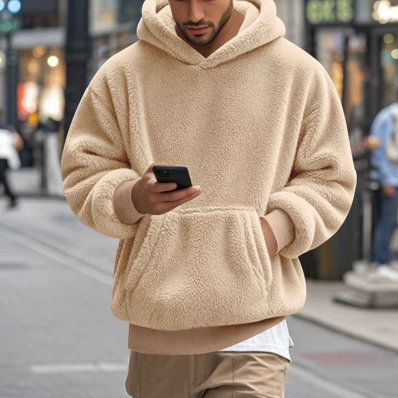 Großer Fleece Hoodie für Männer Bequem Modern Känguro Tasche
