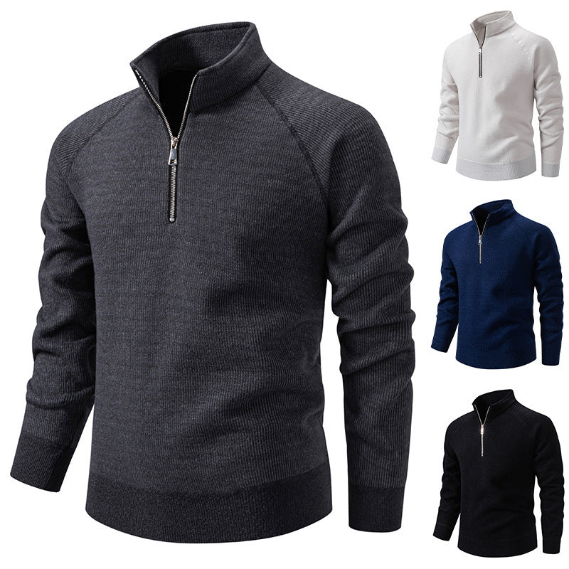Herren Pullover Modern Raglan Ärmel Reißverschluss - IdealeKleiden
