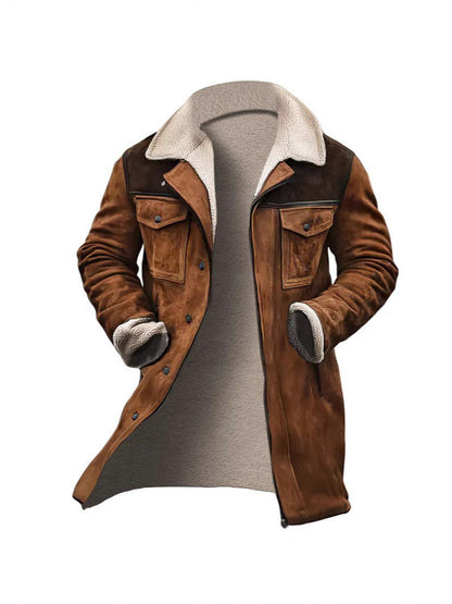 Herren Lederjacke Teddyfütterung Elegant Modern