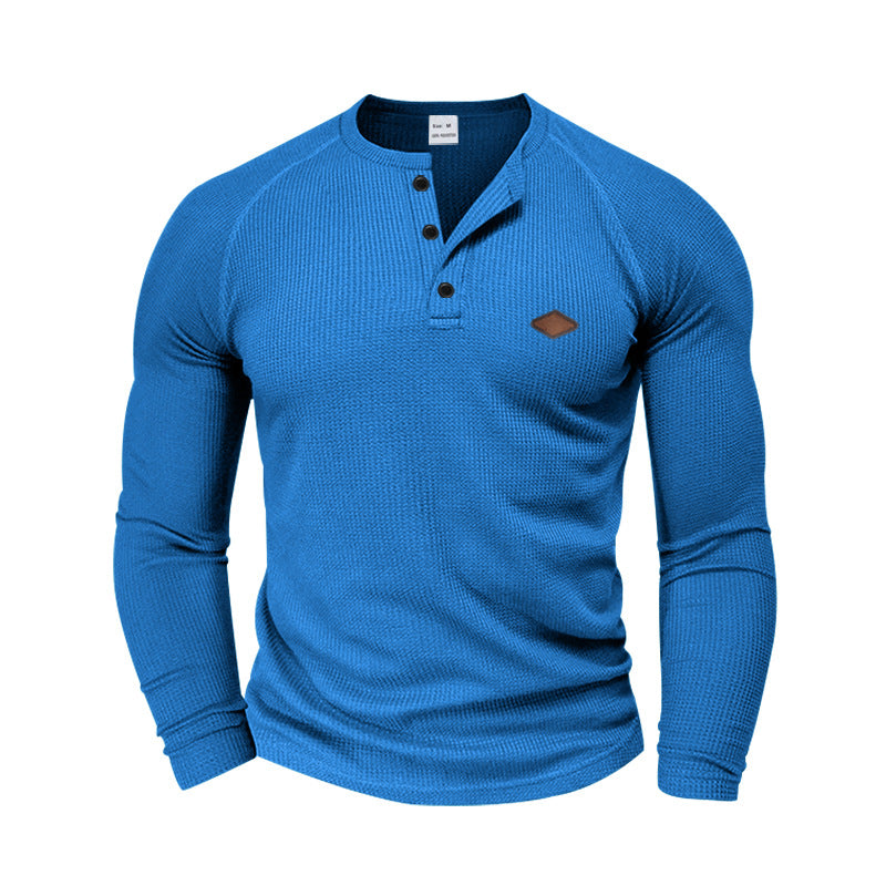 Herren Langarmshirt Strukturiert Modern Knopf Design