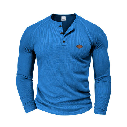 Herren Langarmshirt Strukturiert Modern Knopf Design