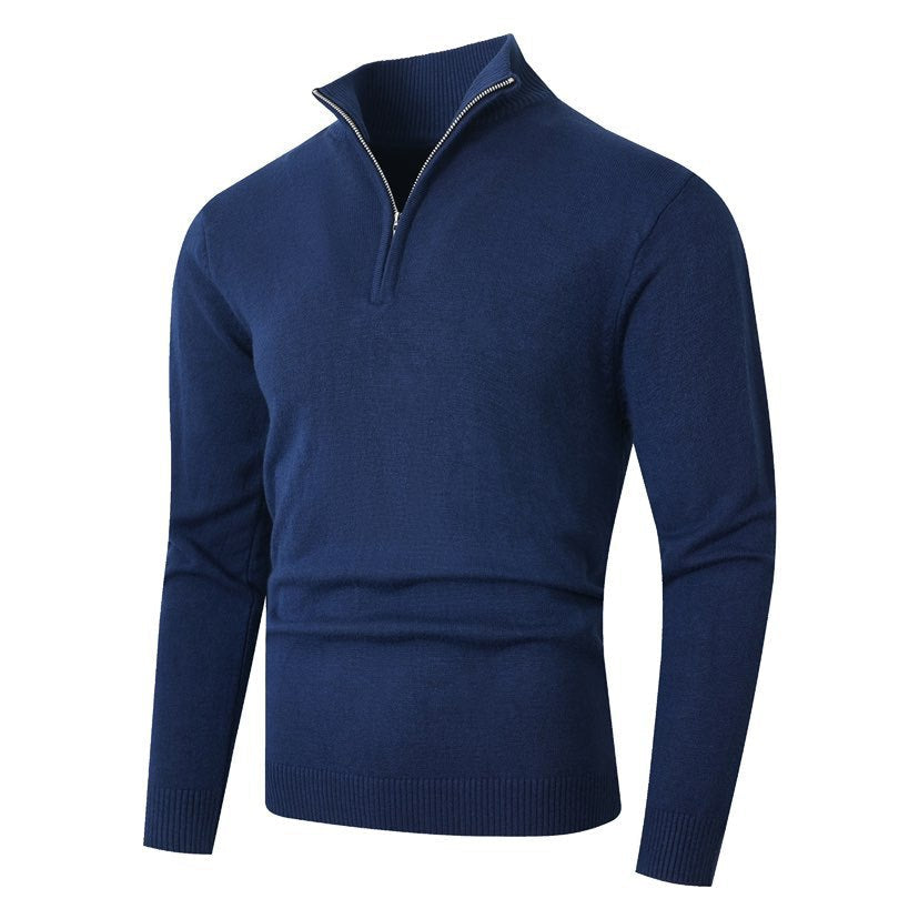 Herren Pullover Modern Halbzipper Strukturstoff