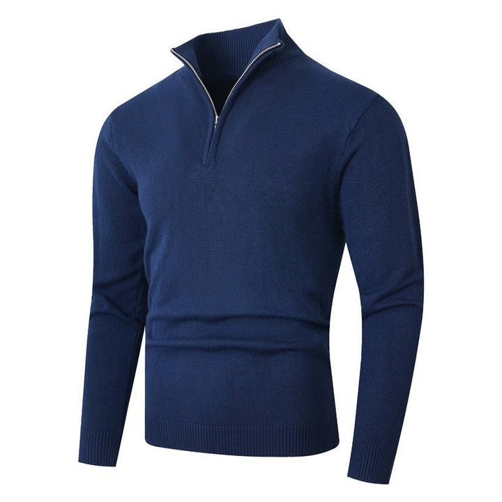 Herren Pullover Modern Halbzipper Strukturstoff