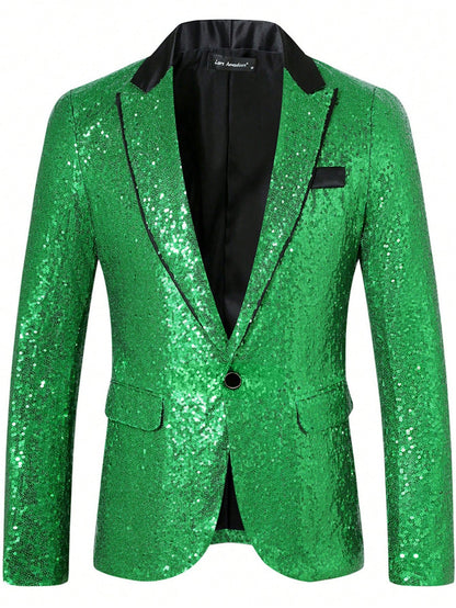 Herren Pailletten Blazer Elegant Abendwear
