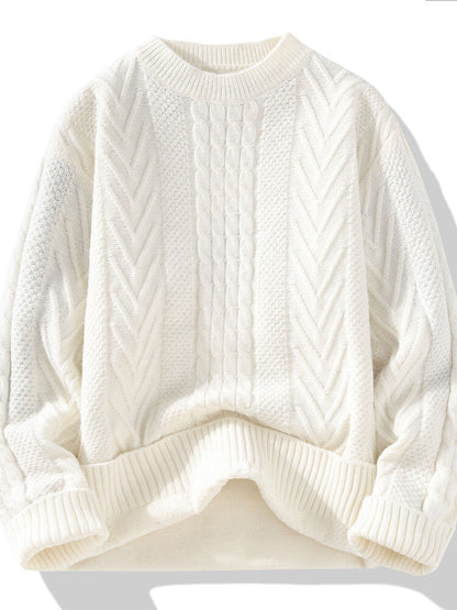 Herren Pullover Grobstrick Lässig Zopfmuster