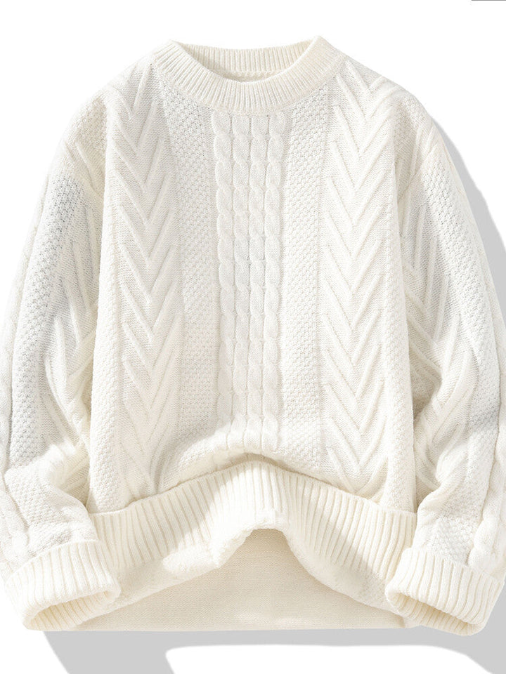 Herren Pullover Grobstrick Lässig Zopfmuster