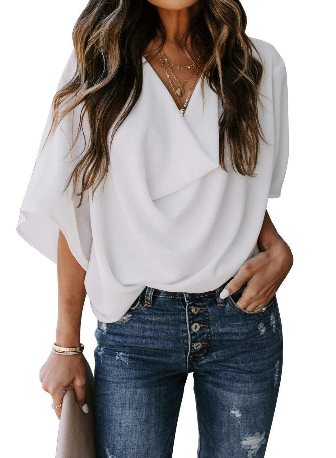 Damen Bluse Elegant Lässig Schnitt Trendy Kleidung