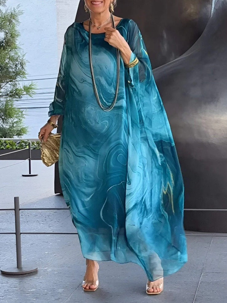 Damen Kaftan Kleid Großzügig Floral Muster