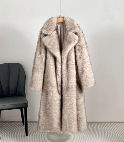 Damen Kunstfellmantel Elegantes Design Großzügig