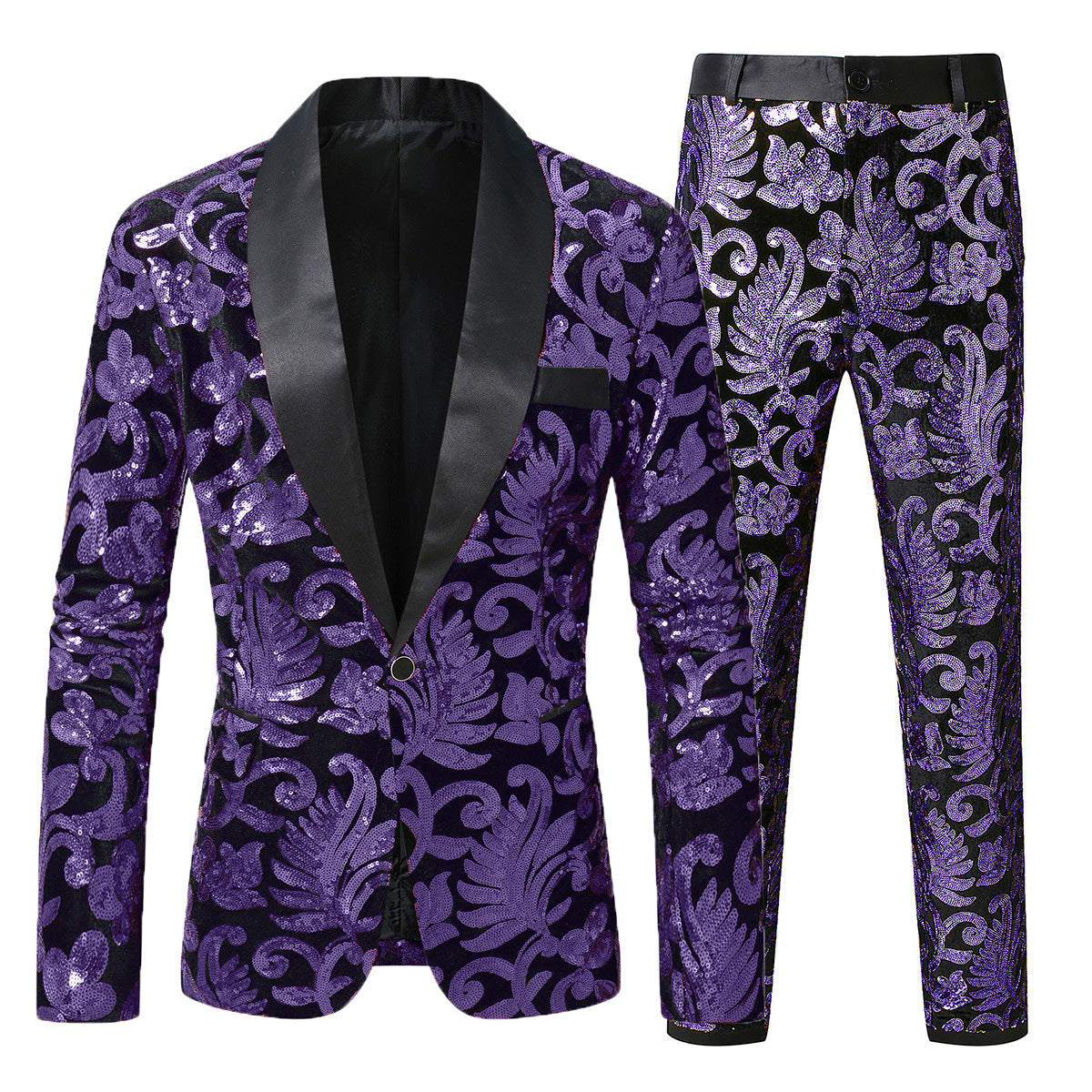 Herren Smoking Anzug Glitzernd Floral Design