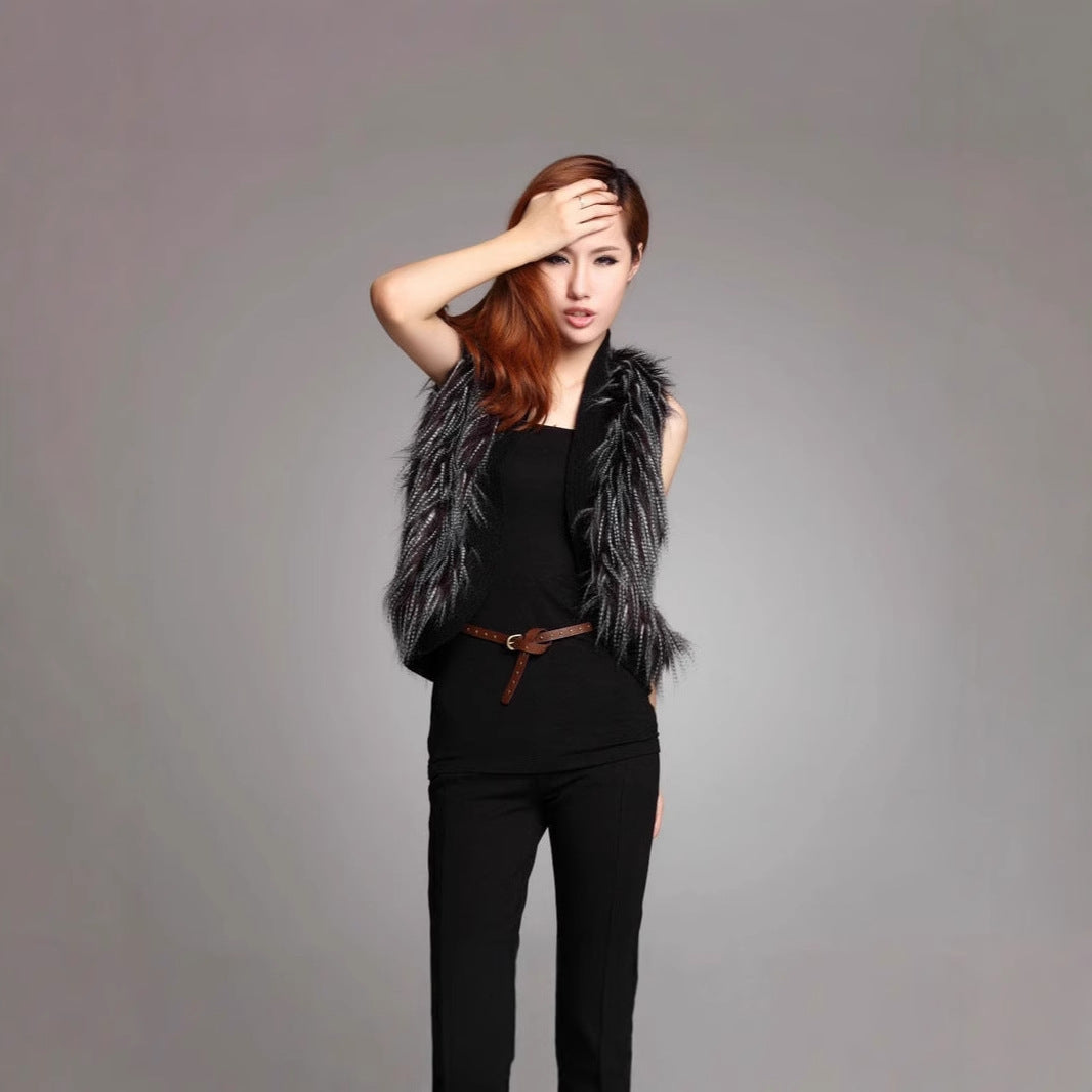 Damen Plüschweste Modern mit Volants Elegant - IdealeKleiden