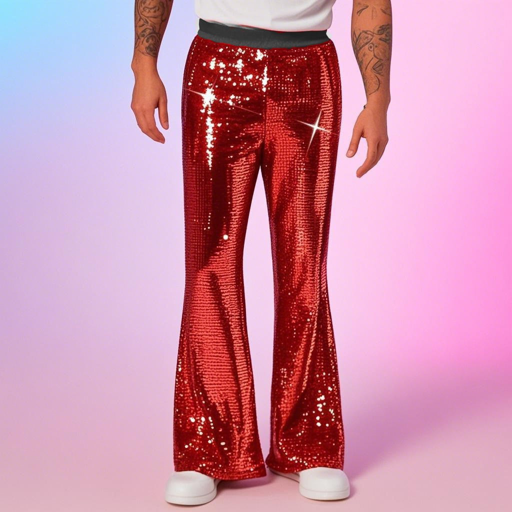 Herren Disco Hose Glitzer Pailletten Party