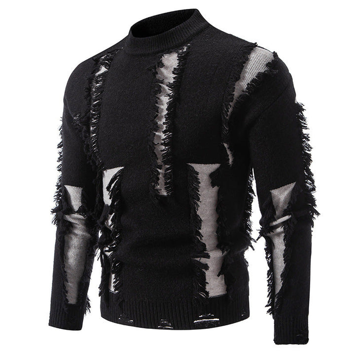 Herren Pullover Modern Fransen Design