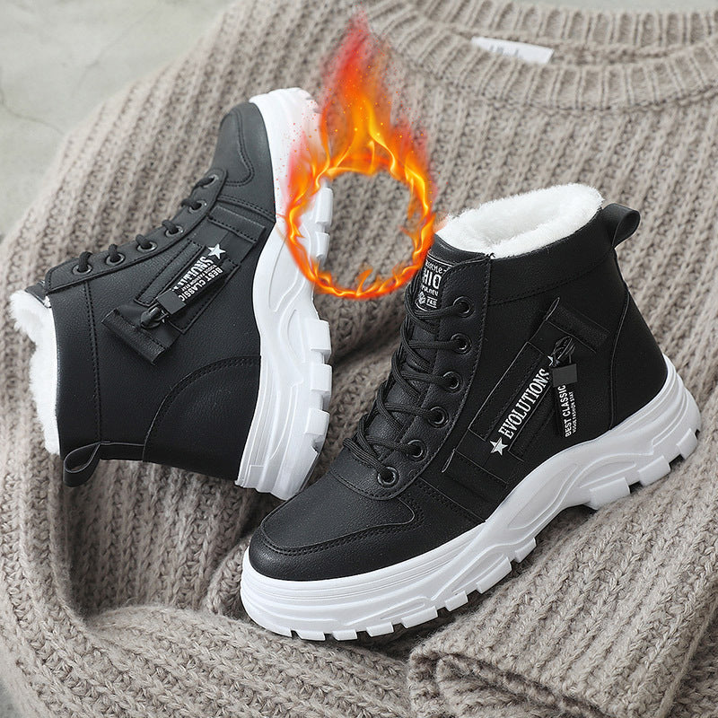 Damen Winterstiefel Warm Isolierend Schwarz