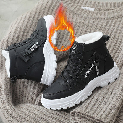 Damen Winterstiefel Warm Isolierend Schwarz