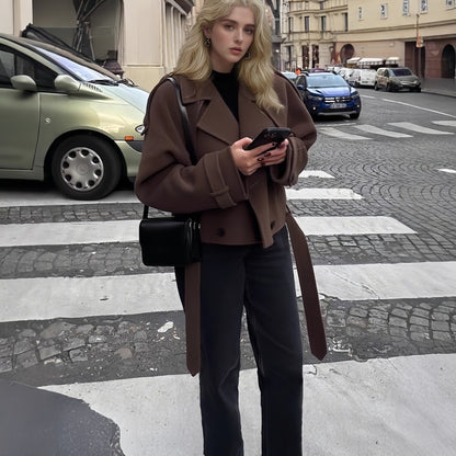 Damen Kurzmantel Elegant Taille geschnitten - IdealeKleiden