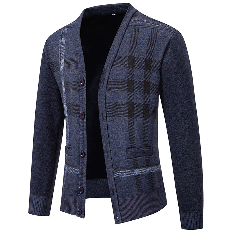 Herren Strickjacke Karo Muster Elegantes Design