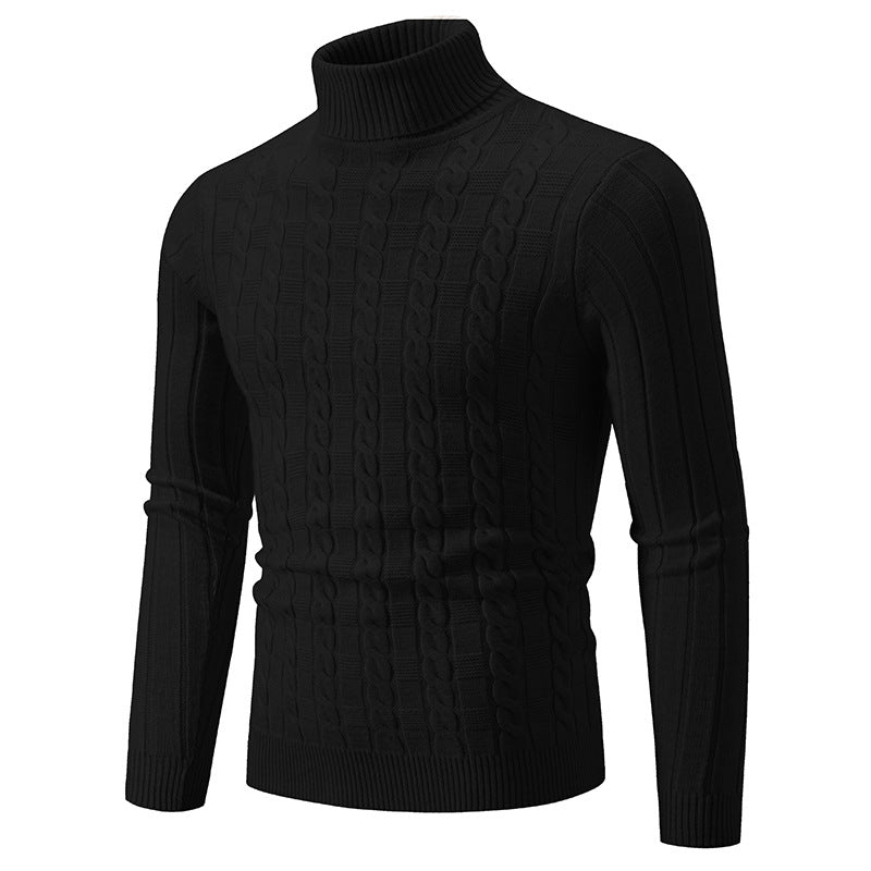 Herren Strickpullover Hochgeschlossen Zopf Muster Klassisch