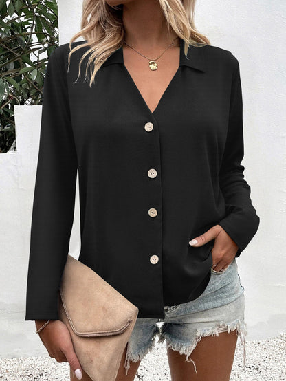 Damen Bluse Chic Knopfleiste Elegantes Oberteil - IdealeKleiden
