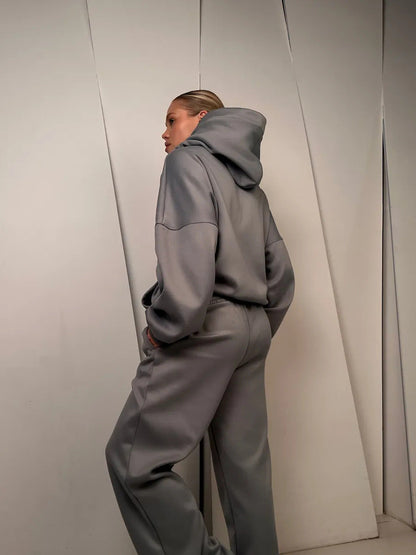 Damen Jogginganzug Bequem Kapuzen Outfit