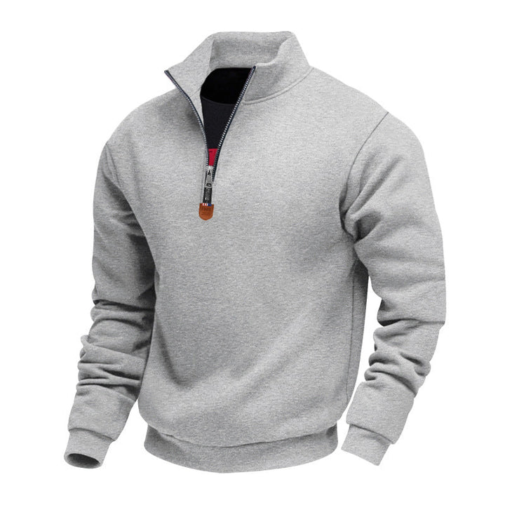 Herren Pullover Sportlich Halbzipper Stehkragen