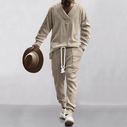 Herren Strickpullover Lässig V-Ausschnitt Elastisch