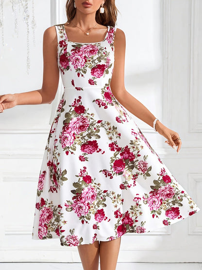 Sommerkleid Damen Blumenmuster Fließend Elegant
