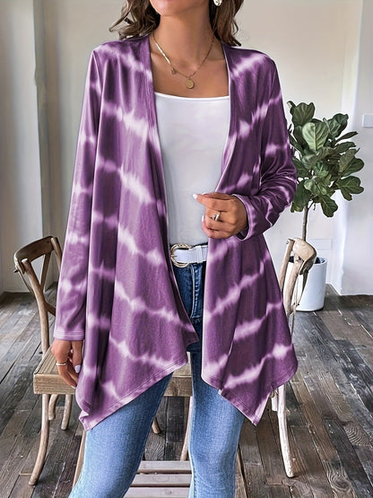 Lange Cardigan Offene Vorderseite Batik Muster Frauen