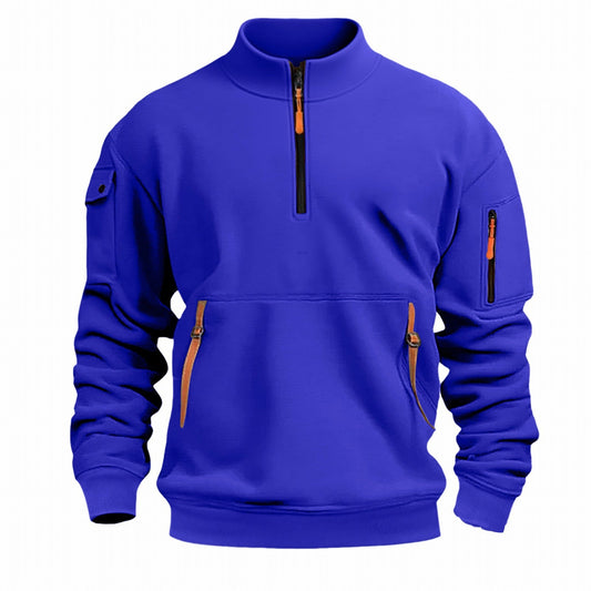 Herren Outdoor Pullover Praktisch Reißverschluss Taschen - IdealeKleiden