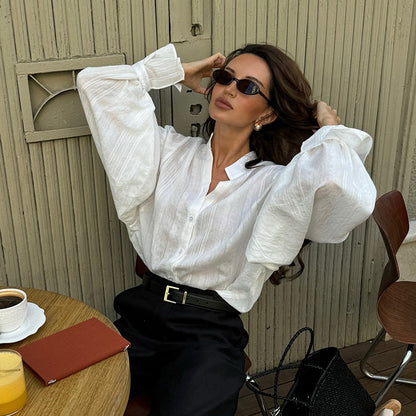 Frauen Bluse Elegant Voluminöse Ärmel