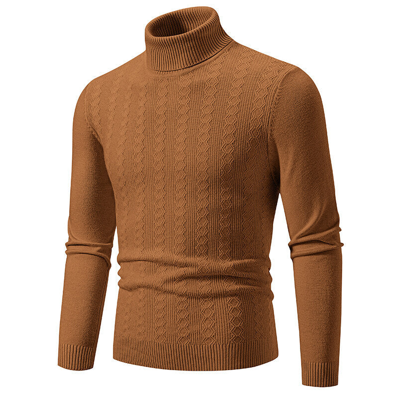 Herren Pullover Rollkragen Strick Zopfmuster