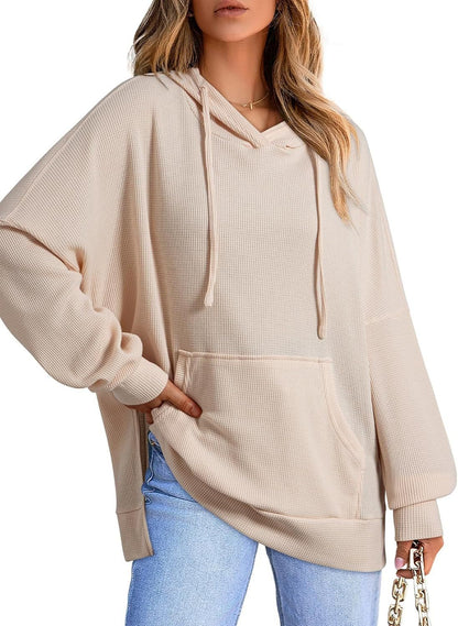 Damen Oversized Pullover Kapuze Weite Passform