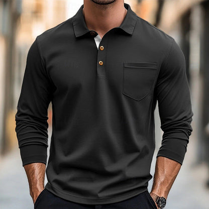Slim Fit Poloshirt Langarm Baumwolle Elegant