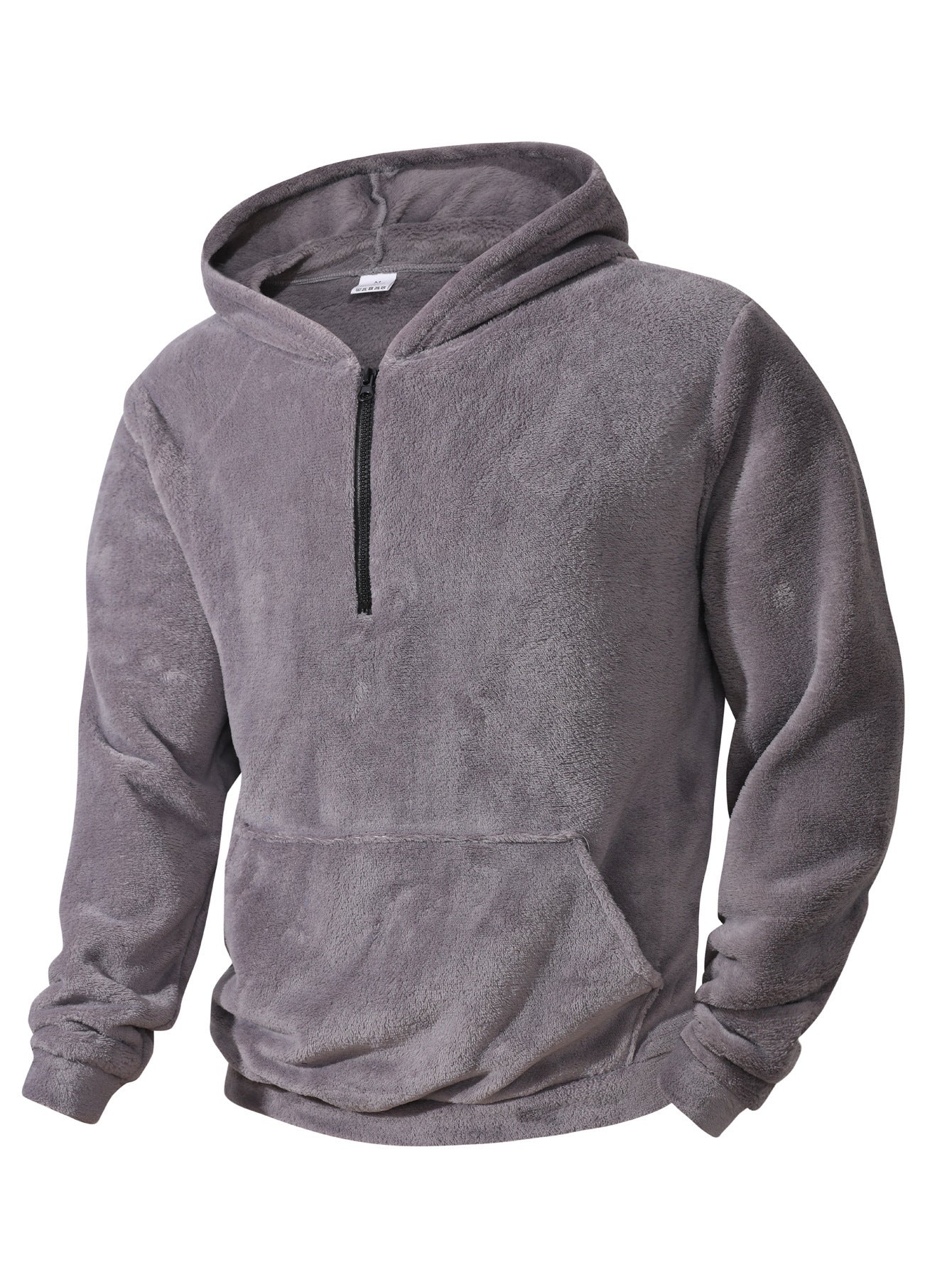 Herren Fleece Hoodie Modern Halblanger Reißverschluss