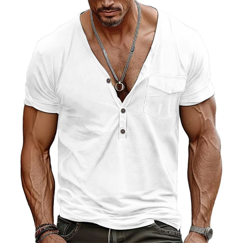 Herren T-Shirt Kurzarm Modern Schnitt Mit Brusttasche