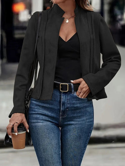 Elegante Kurzjacke Slim Fit Wollmix Stehkragen