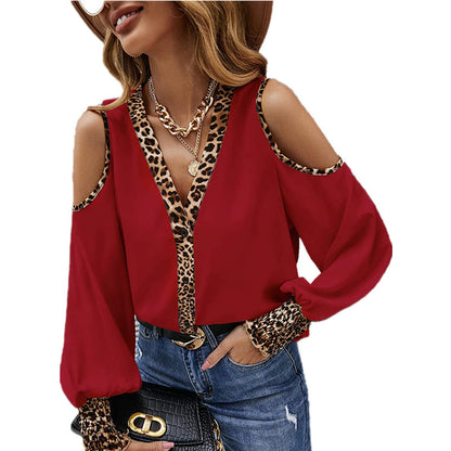 Damenbluse Elegant Tiermuster Cut-Out-Design