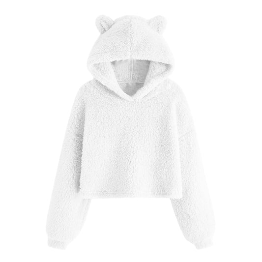 Weiche Damen-Hoodie mit Bärenohren Kuschel-Sweatshirt - IdealeKleiden