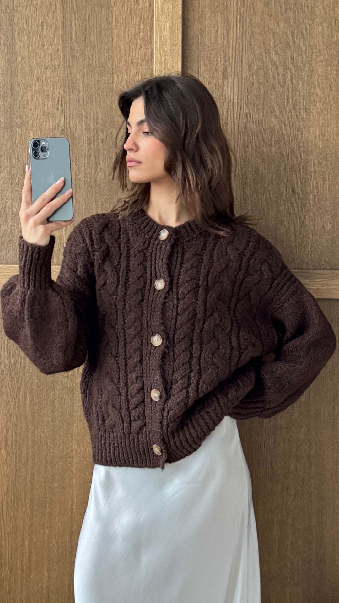Damen Strickjacke Grobstrick Elegante Knöpfe