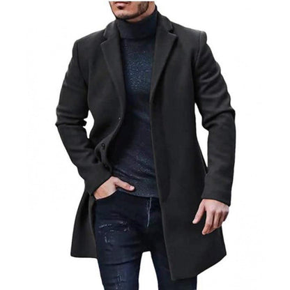 Herren Wintermantel Modern Elegant Schwarz