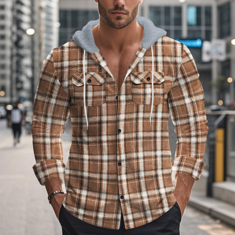 Herren Hoodie Karo Muster Sportlich
