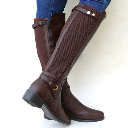 Knielange Stiefel Damen Slim Fit Schnürsenkel - IdealeKleiden