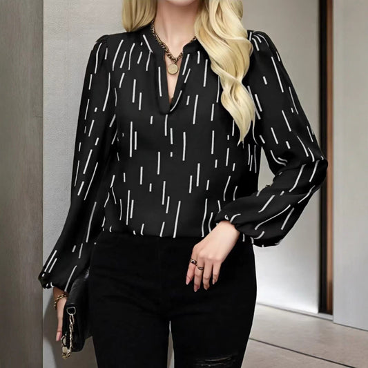 Damen Bluse Streifenmuster Elegantes Oberteil - IdealeKleiden