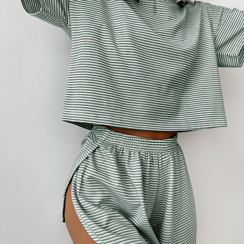 Damen Freizeit Set Kurzarm Top und Shorts Sommer