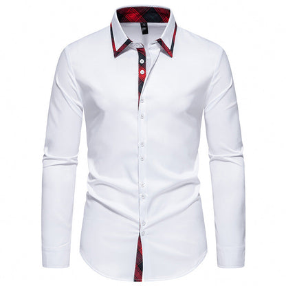 Herren Hemd Elegant Langarm Kontrast Kragen