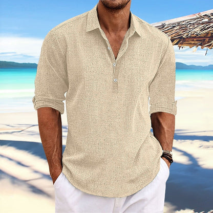 Herren Leinenhemd Bequem Sommer