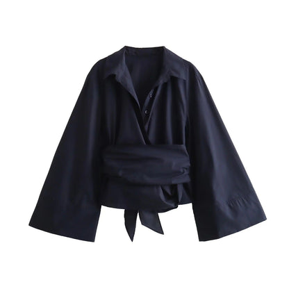 Elegante Damenbluse Weite Ärmel Taillierte Form