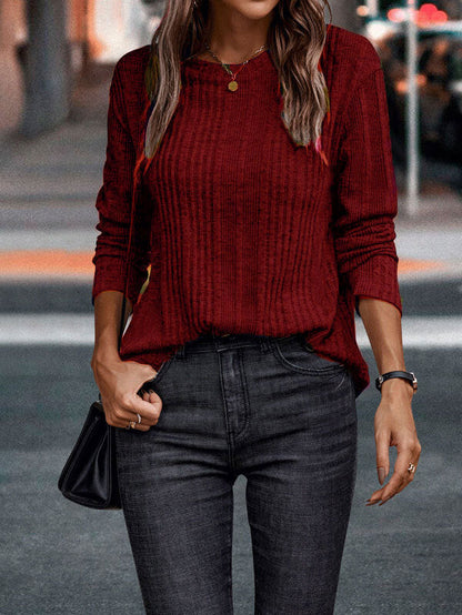 Damen Langarmshirt Leicht Strukturiert Sommerkleid